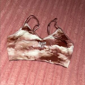 Darc Sport Cloud Print Sports Bra - Pink and Brown